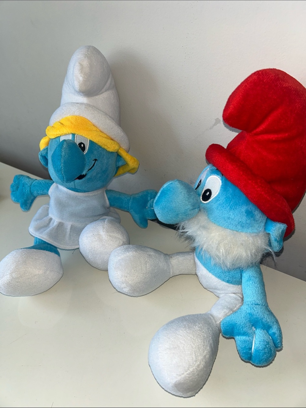 Blue Smurf Plush Doll Pair with Red & White Hats